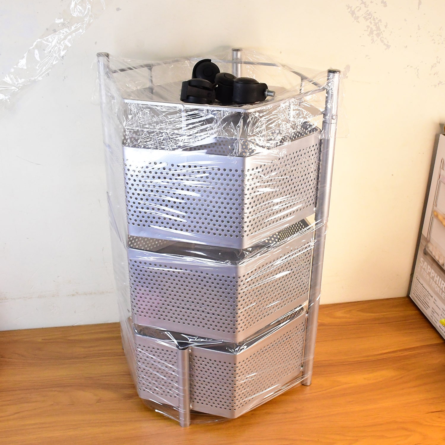 Premium 3-Layer Hexagon Kitchen Storage Trolley with Wheels (1 Pc) Premium 3-Layer Hexagon Kitchen Storage Trolley with Wheels (1 Pc)
